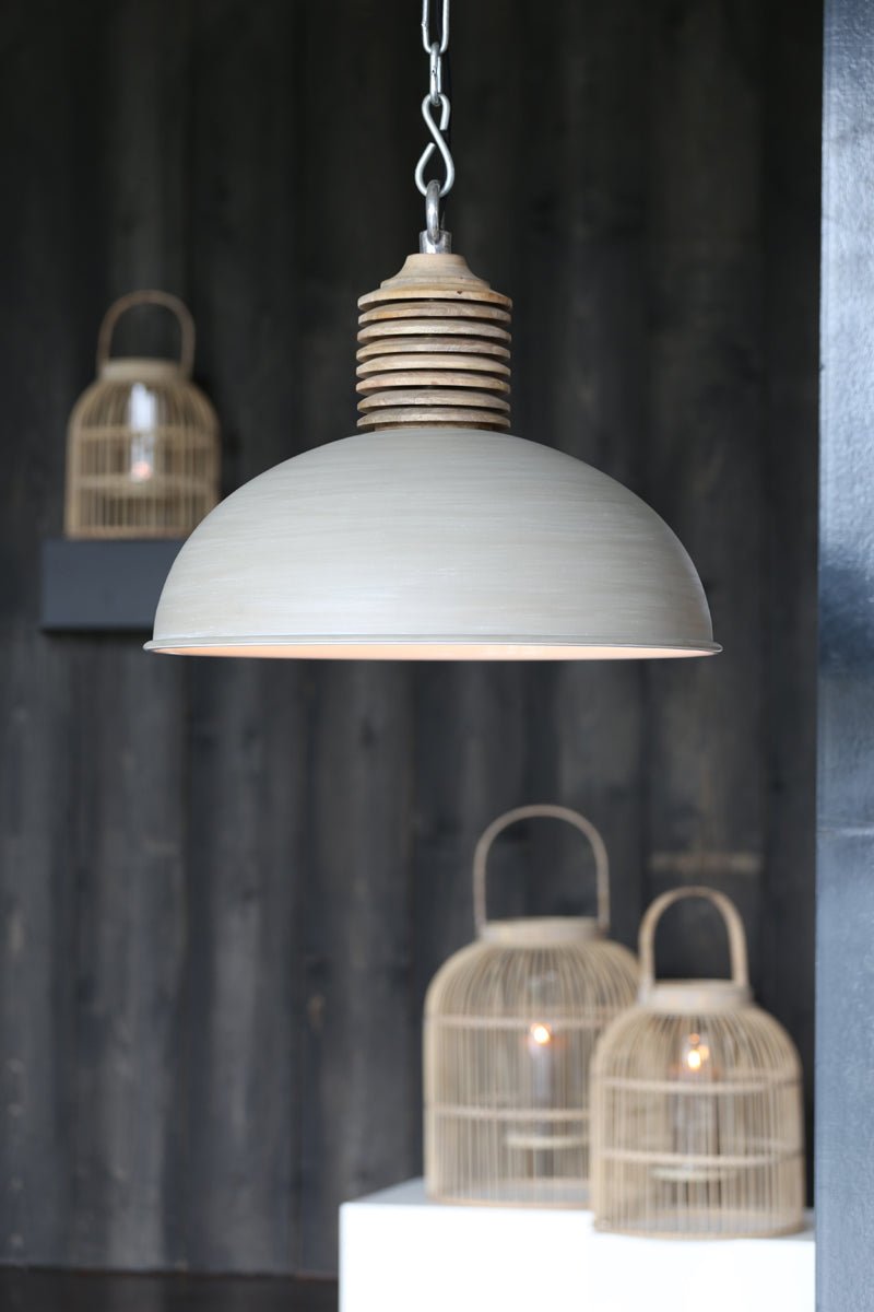 Concrete Wooden Hanging Lamp - 3073725 - Uneeka
