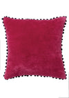 Cotton Velvet Cushion With Pom Poms - CC403 - P - Uneeka