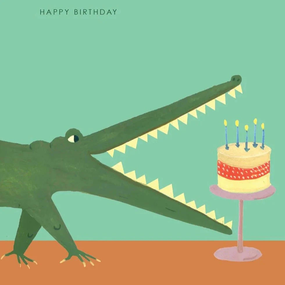 Crocodile With Cake Birthday Card - HCWB147 - Uneeka