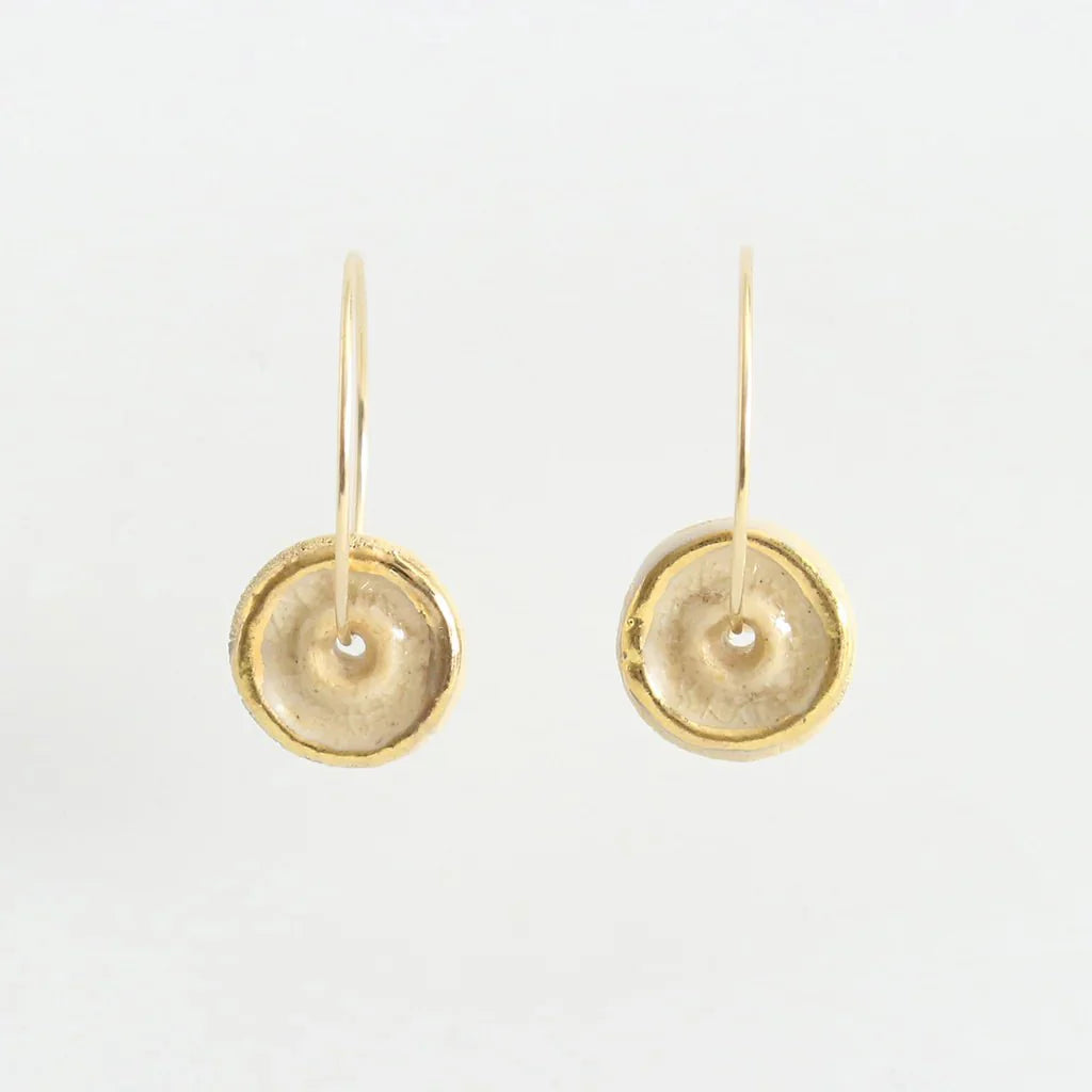 Crystal White Crackled Glass Hoop Gold Fill Earrings - 21GGP - CRYSTAL - Uneeka