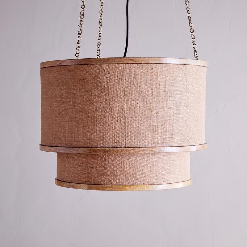 Darat Mango Wood & Natural Jute Pendant Lamp - DP3701 - Uneeka