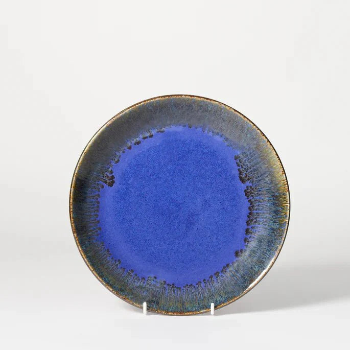 Dark Blue Glazed Stoneware Dinner Plate - 124801 - Uneeka