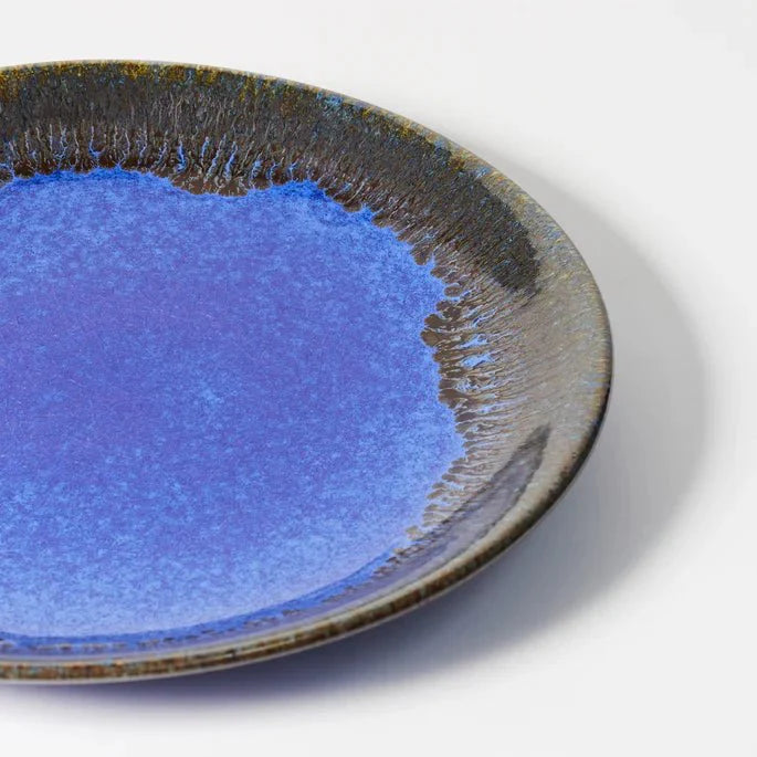 Dark Blue Glazed Stoneware Dinner Plate - 124801 - Uneeka