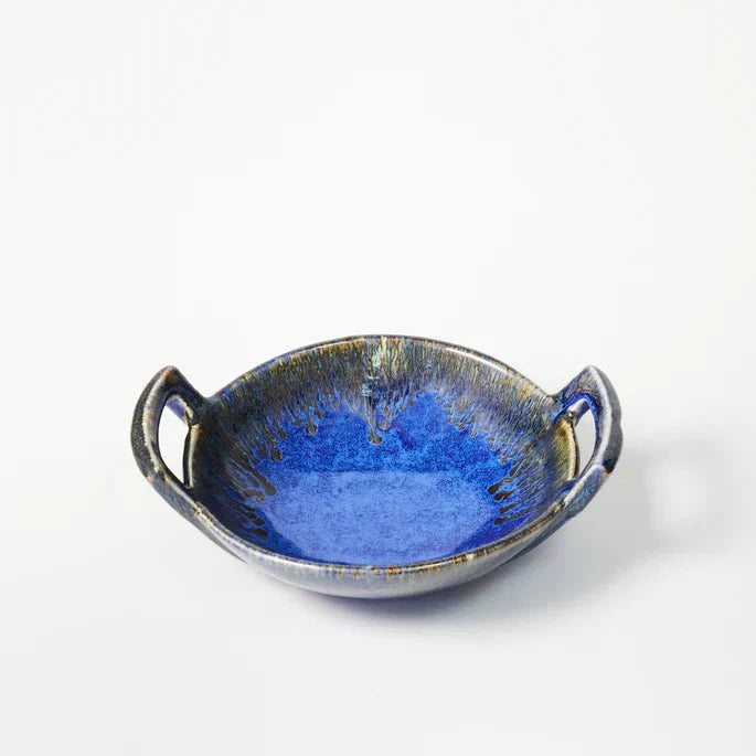 Dark Blue Glazed Stoneware Kadhai Bowl - 124825 - Uneeka