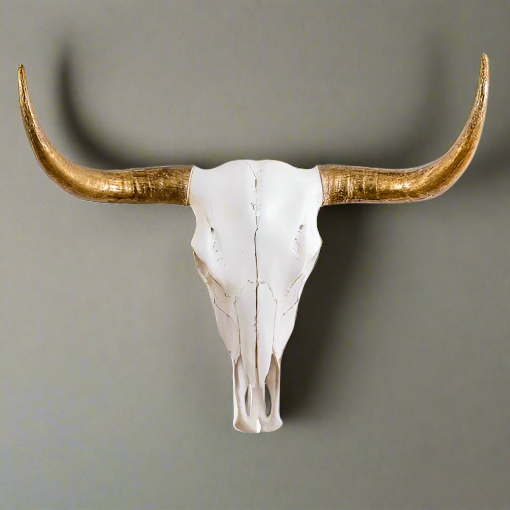 Extra Large Bison Skull With Gold Horns Wall Decoration - CRT52 - Uneeka