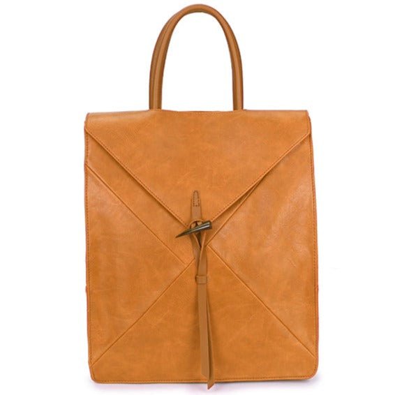 Faux Leather Backpack with Carry Handle - 12202 - YELLOW - Uneeka