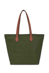 Faux Leather Hand Bag with Contrasting Handle and Zip - 288 - 1 D.GREEN - Uneeka