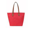 Faux Leather Hand Bag with Contrasting Handle and Zip - 288 - 1 - RED - Uneeka