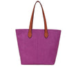 Faux Leather Hand Bag with Contrasting Handle and Zip - 288 - 1 - PURPLE - Uneeka