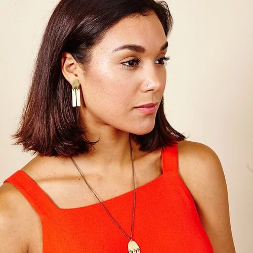 Fringe Duo Statement Stud Earrings - HB518003 - Uneeka