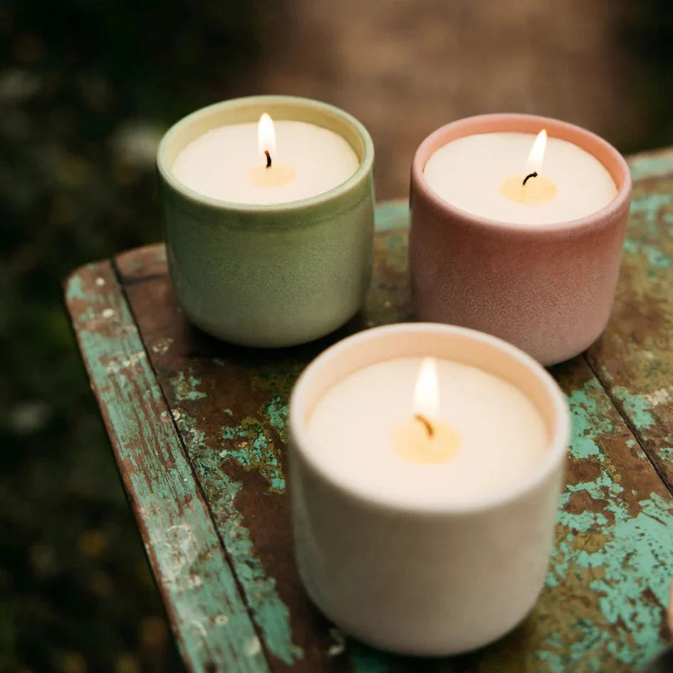 St Eval Garden Path Ceramic Pot Candle Orange Blossom - F01365 - Uneeka