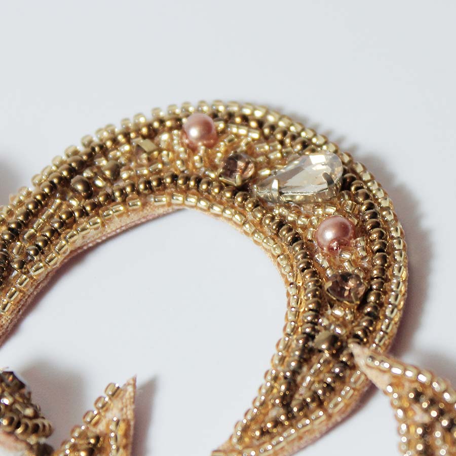 Gold Beaded Moon Drop Earrings - EAR000227 - Uneeka