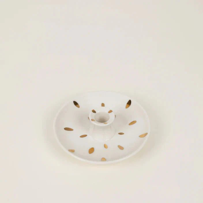 St Eval Gold Brushmarks Mini Candle Holder - F01351 - Uneeka