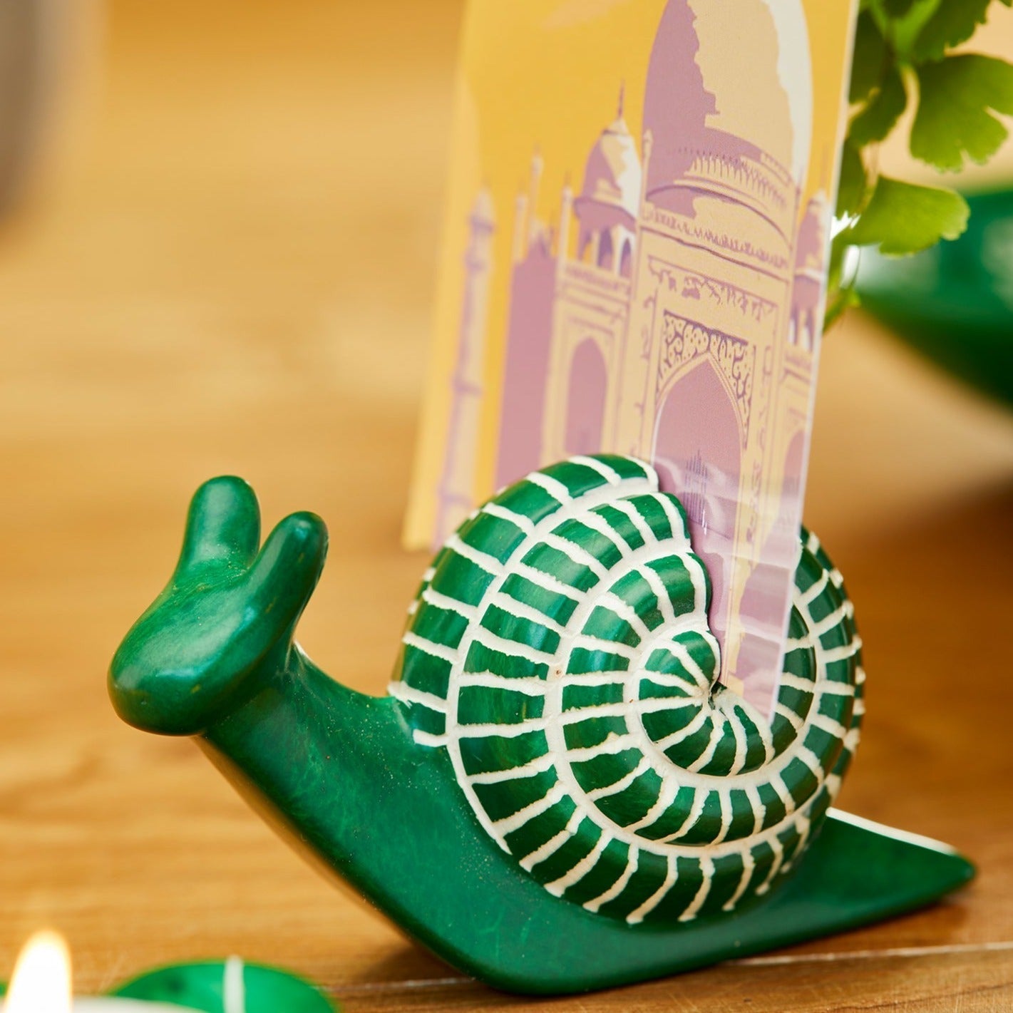Green Snail Soapstone Photo Holder - SS28 - Uneeka