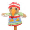 Hand Knitted Eagle In Stripy Hat Finger Puppet - SYFS024 - Uneeka