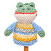 Hand Knitted Frog in Stripy Dress Finger Puppet - SYFS027 - Uneeka
