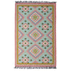 Hand Loomed Pink/Grey Wool Kilim Rug - R20635 - Uneeka