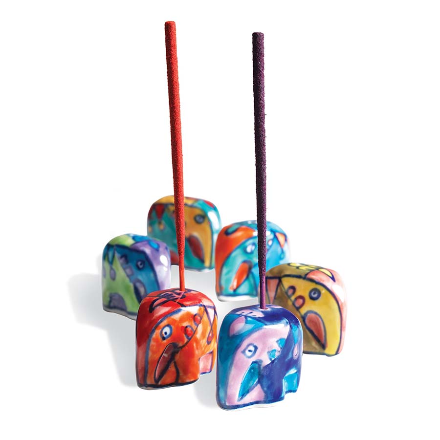 Hand Painted Mini Ceramic Elephant Incense Holder - IH7 - Uneeka
