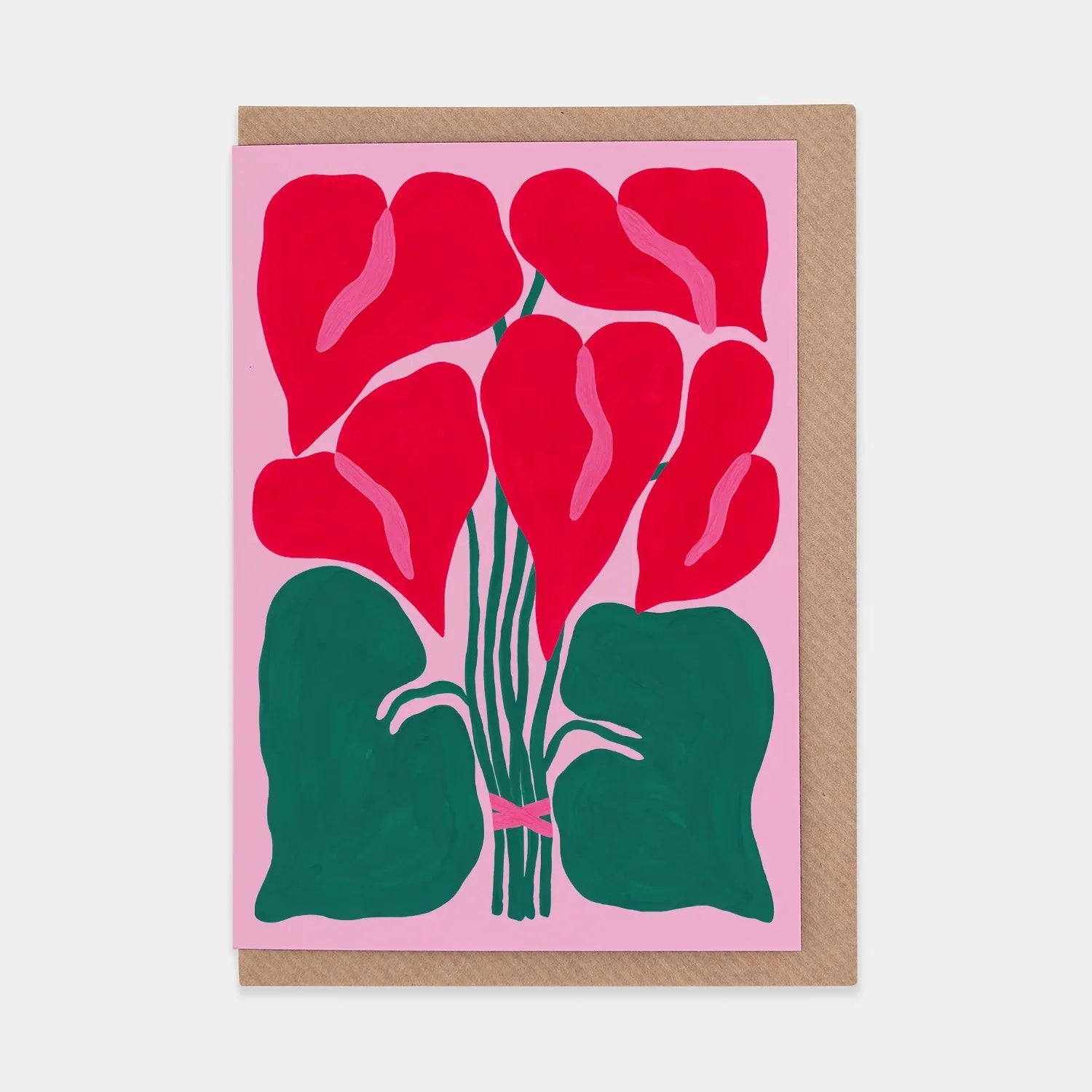 Illustrated Pink Laceleaf Greetings Art Card - LL - 61 - Uneeka