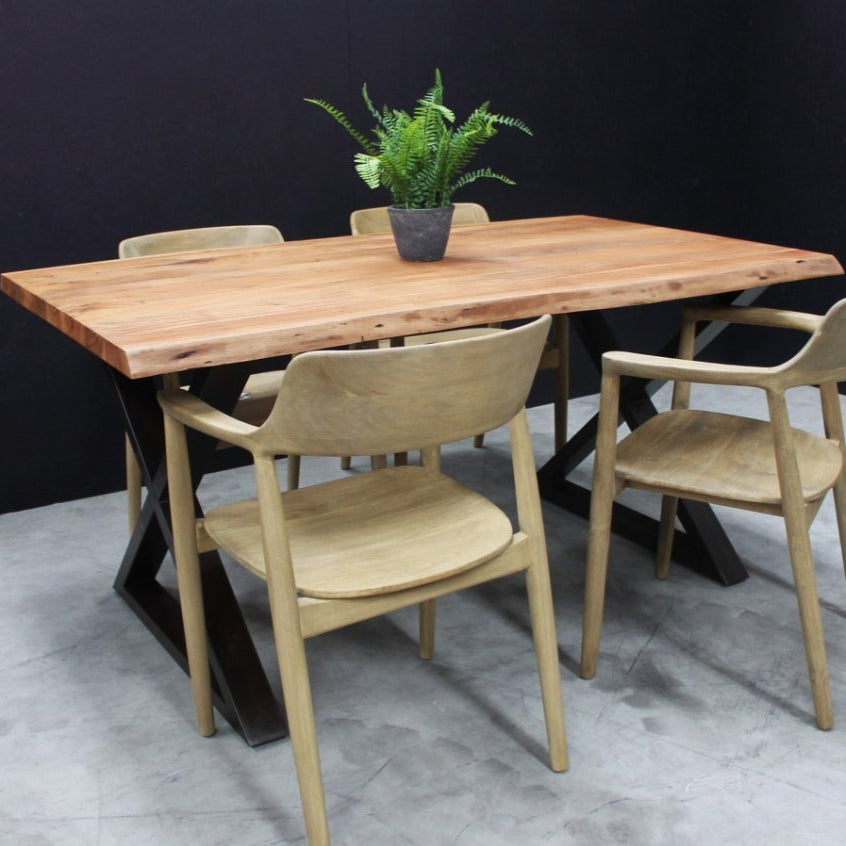 Kingdom Live Edge Cross - Legged Dining Table - OLD30 - Uneeka