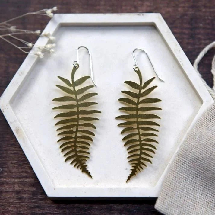 Large Assorted Shape Brass Earrings - LB014 Fern - Uneeka