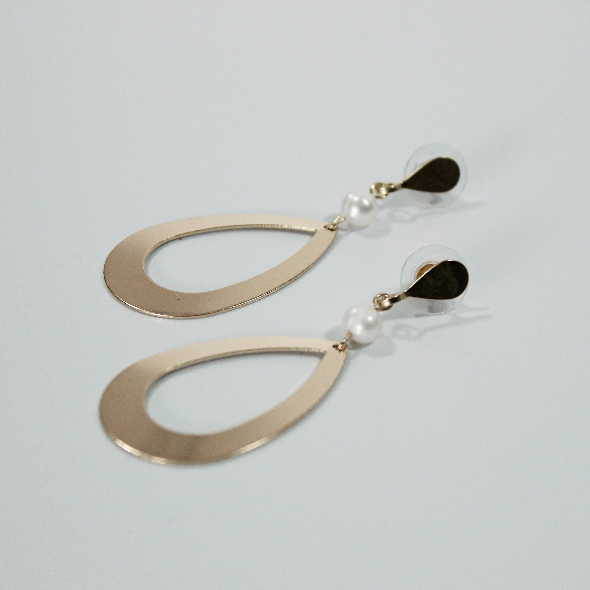 Large Drop Shape with Natural Pearl Earrings - CEX - 4134 - MGWT - Uneeka