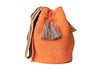 Large Handmade Tasseled Bucket Bags - L - BUCKET - ORANGE - Uneeka