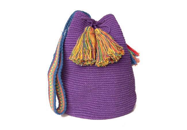 Large Handmade Tasseled Bucket Bags - L - BUCKET - GRAPE - Uneeka