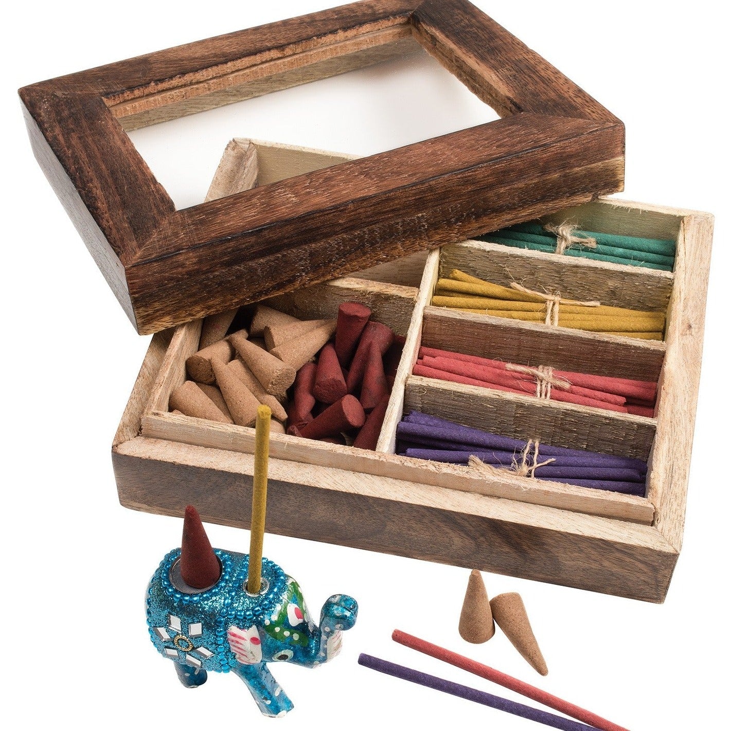 Large Incense Gift Box with Elephant Incense Holder - IGB22 - Uneeka