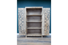Large Mango Wood Carved Detail Cabinet - 8168 - Uneeka