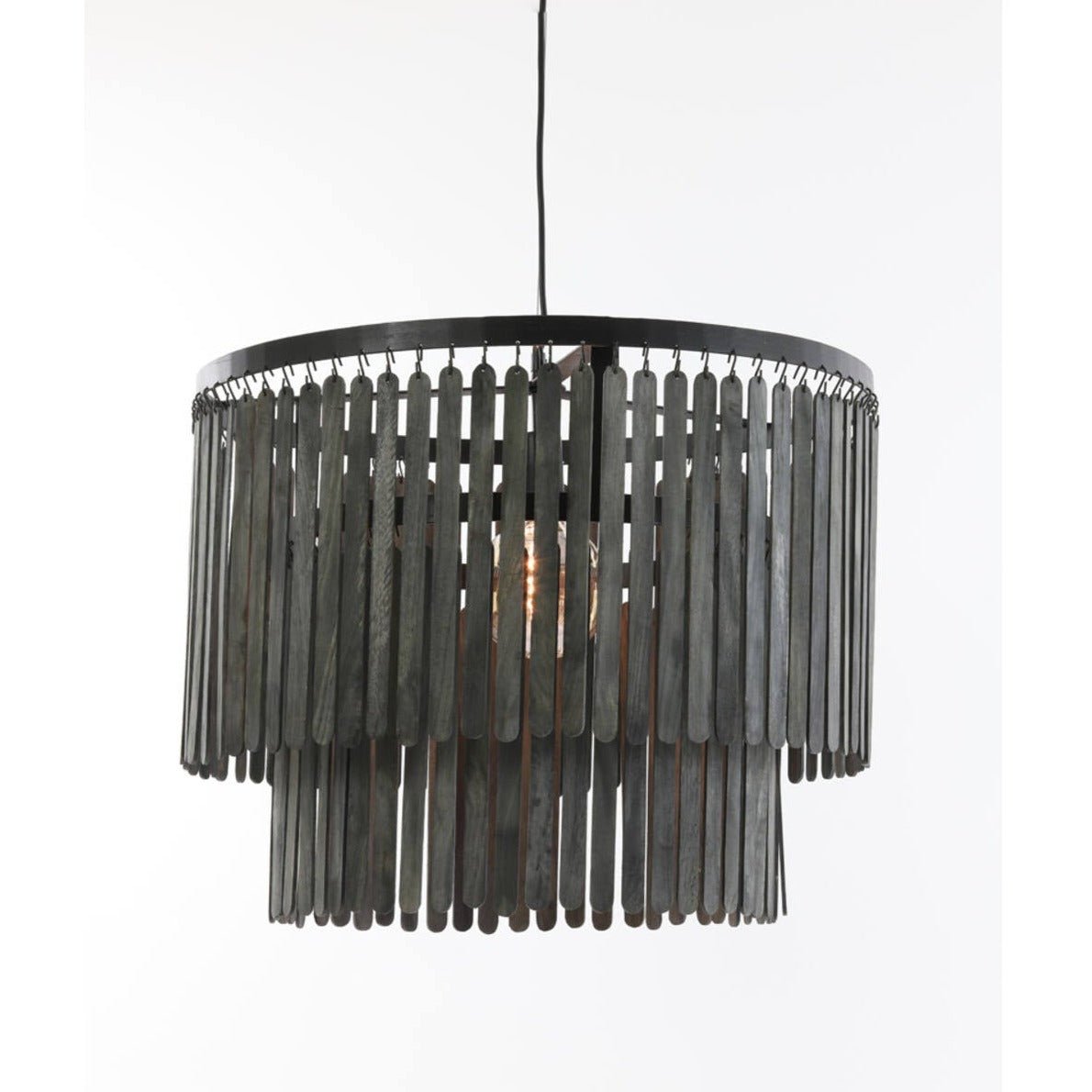 Large Modern Black Wooden Chandelier Style Hanging Lamp - 2950512 - Uneeka
