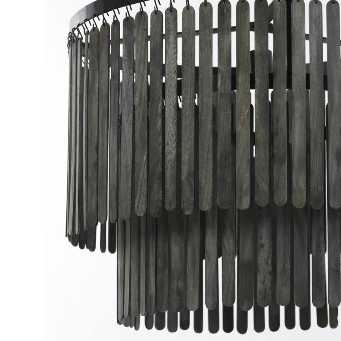 Large Modern Black Wooden Chandelier Style Hanging Lamp - 2950512 - Uneeka