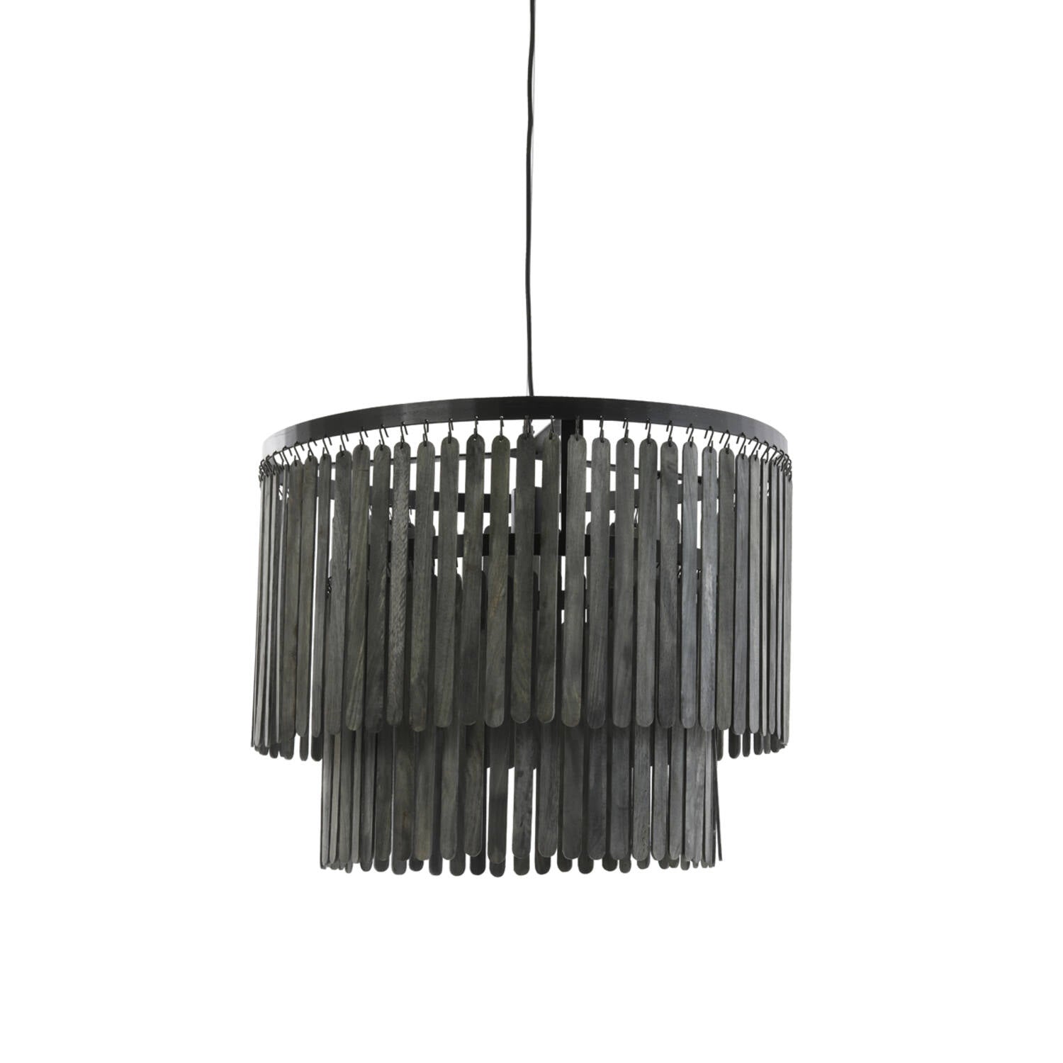 Large Modern Black Wooden Chandelier Style Hanging Lamp - 2950512 - Uneeka