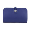 Leather Purse with Round Silver Fastening - 12300Purse - NAVY - Uneeka