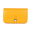 Leather Purse with Round Silver Fastening - 12300Purse - YELLOW - Uneeka