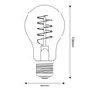 LED Gold A60 Curved Spiral Filament 4W E27 Dimmable Bulb - BB - C03 - Uneeka