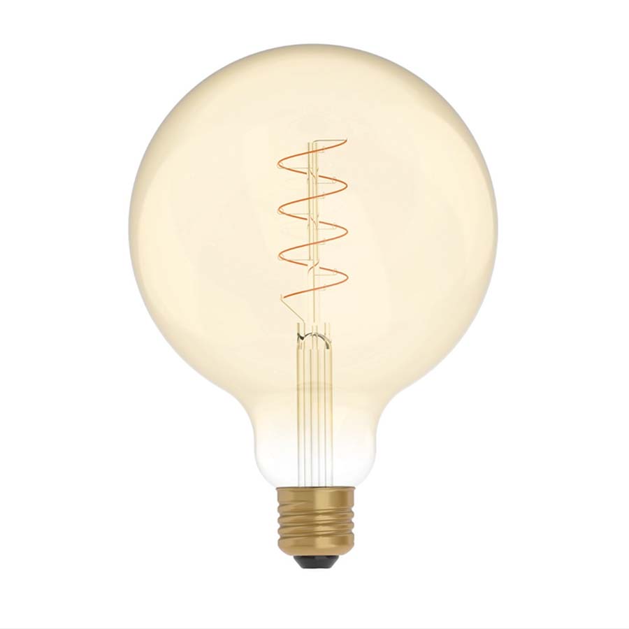 LED Gold Globe Curved Spiral Filament G125 4W E27 Dimmable Bulb - BB - C07 - Uneeka