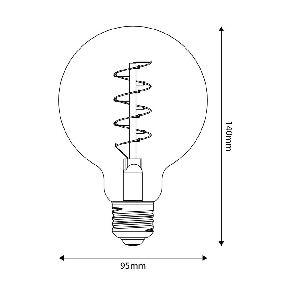 LED Gold Globe G95 4W E27 Dimmable Bulb - BB - C06 - Uneeka