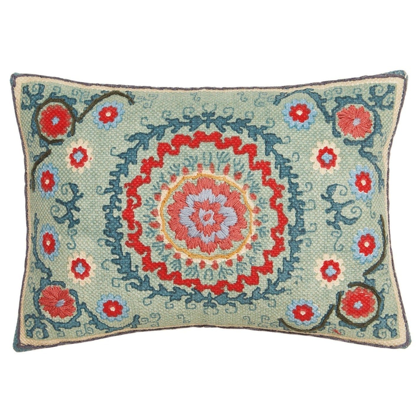 Leila Printed Cushion with Suzani Embroidery - CC194 - Uneeka