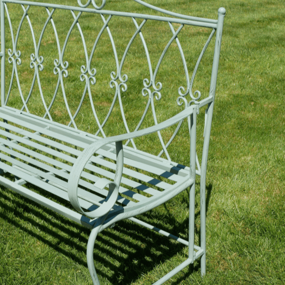Light Green Ornate Outdoor Bench - 7390 - Uneeka
