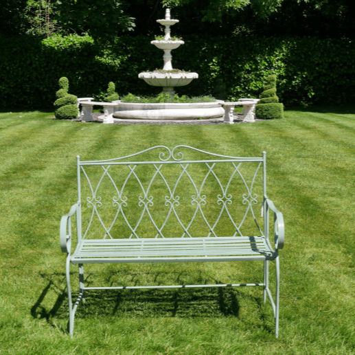Light Green Ornate Outdoor Bench - 7390 - Uneeka