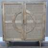 Mango Wood & Rattan Front Two Door Storage Cabinet - 10218 - Uneeka