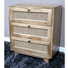 Mango Wood & Rattan Three Drawer Bedside Cabinet - 9763 - Uneeka