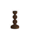 Matt Dark Brown Wooden Dimpled Candle Holder - 6072664 - Uneeka