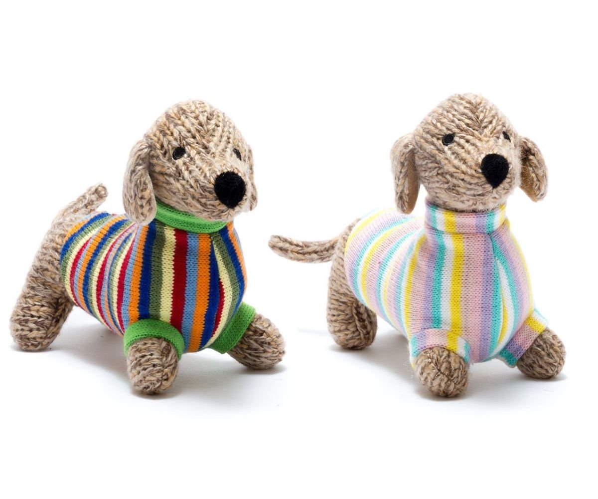 Medium Knitted Sausage Dog Soft Toy - BY4514 - Uneeka