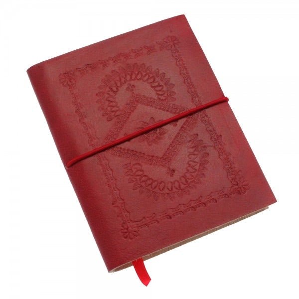 Medium Leather Embossed Notebook - CNB2 - Red - Uneeka