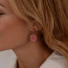 Mini Beaded Flower Drop Earrings - PINK SMALL FLOWER EARRING - 1 - Uneeka