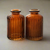 Mini Textured Cedar Brown Bottle Vase - CV01030 - RIBBED - Uneeka