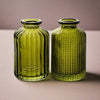Mini Textured Moss Green Bottle Vase - CV01029 - RIBBED - Uneeka