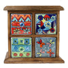Mini Wooden Chest with Four Ceramic Drawers - H007 - Uneeka